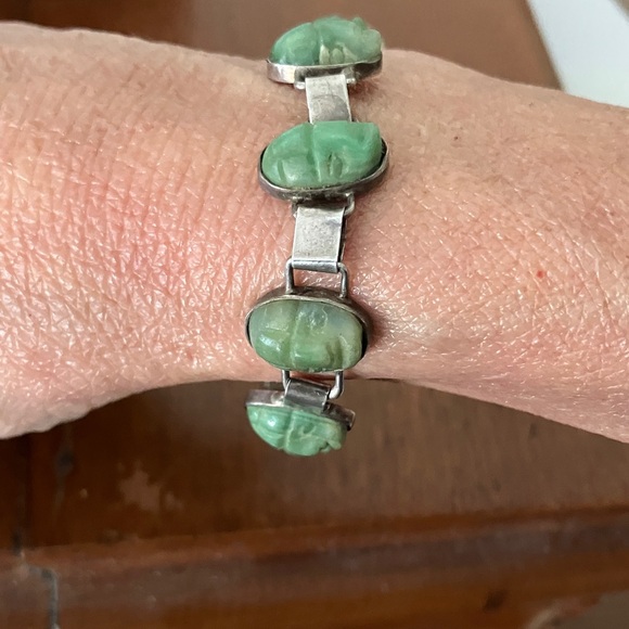 Rare! VINTAGE Green Mask Taxco Bracelet - Picture 5 of 12
